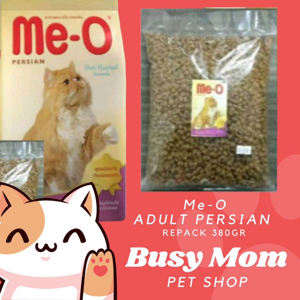 Makanan Kucing Kering MeO Nutrition Premium Cat 380 gr Repack Adult Persian Anti Hairball Dry Meo 380gr