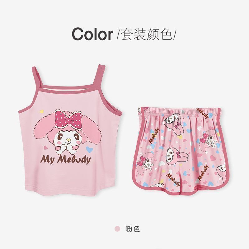 （100% KARTUN) NEW SUMMER BAJU ANAK SANRIO CINAMOROLL KUROMI MELODY / BAJU SANTAI ANAK