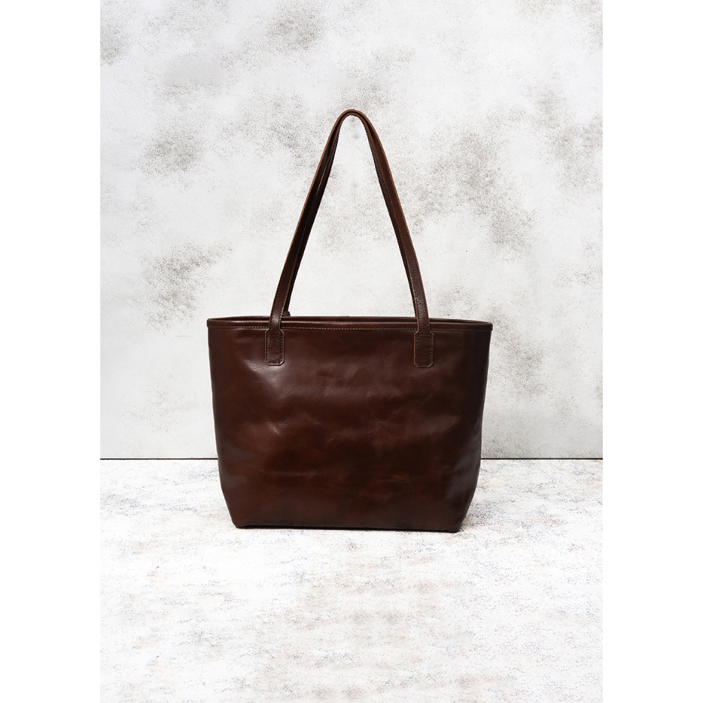 Kenes Leather Tote Bag Wanita Tas Selempang Kulit Asli RUBY Pullup - Free Gravir Nama