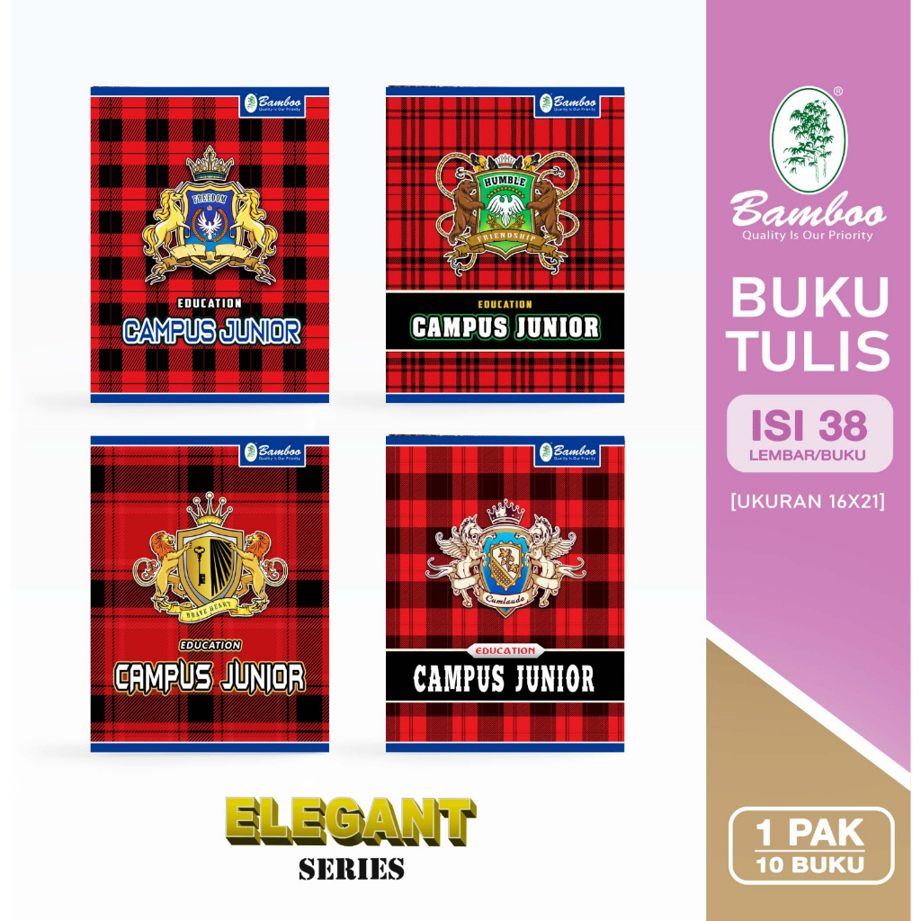 

Bamboo Buku Tulis Kwarto 38 Elegant Series 2023 [ 1 pak/ 10 Buku ]