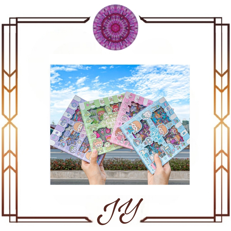 (JY )  1 BOX ISI 100PCS  STIKER 2D STICKER BOTOL MINUM 2D PLASTIK ANTI AIR / BUKU DIARY STIKER MOTIF / STICKER ANTI AIR