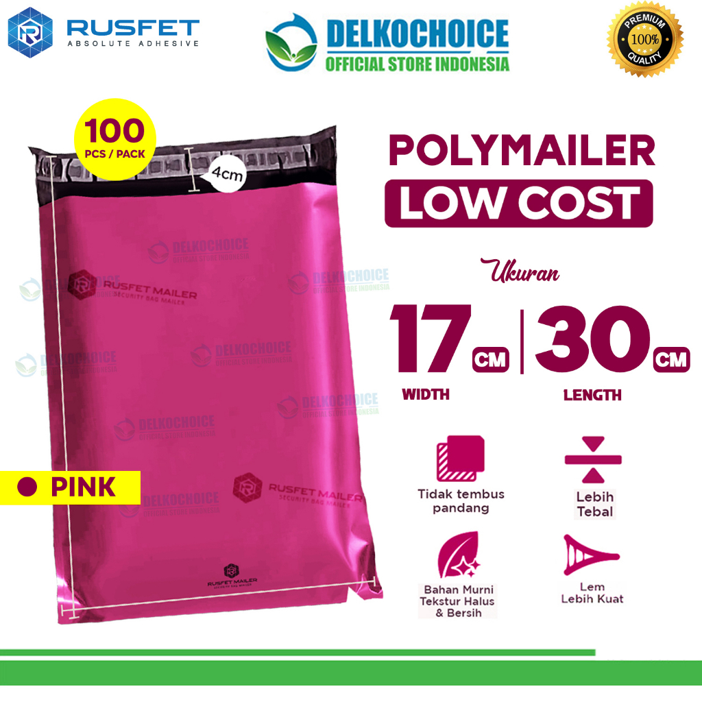 

Plastik Polymailer Pack LOW COST Amplop Polimailer PINK Rusfet 17x30cm