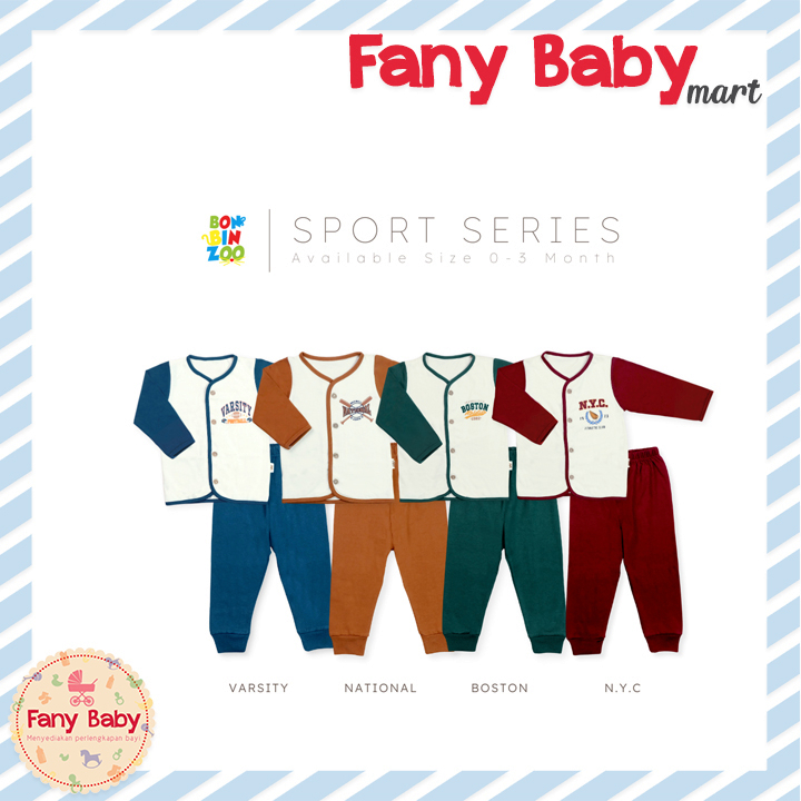 BONBINZOO SPORT SERIES SET - SETELAN PANJANG BAYI KC DEPAN 0-12 BULAN