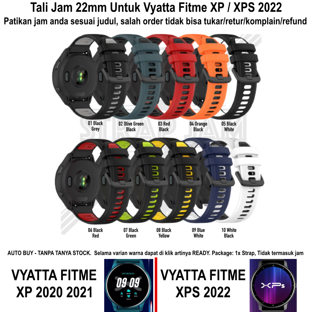 TTC 22mm Tali Jam Vyatta Fitme XP / XPS 2022 - Strap Olahraga Silikon Sporty Two Tone Quick Release