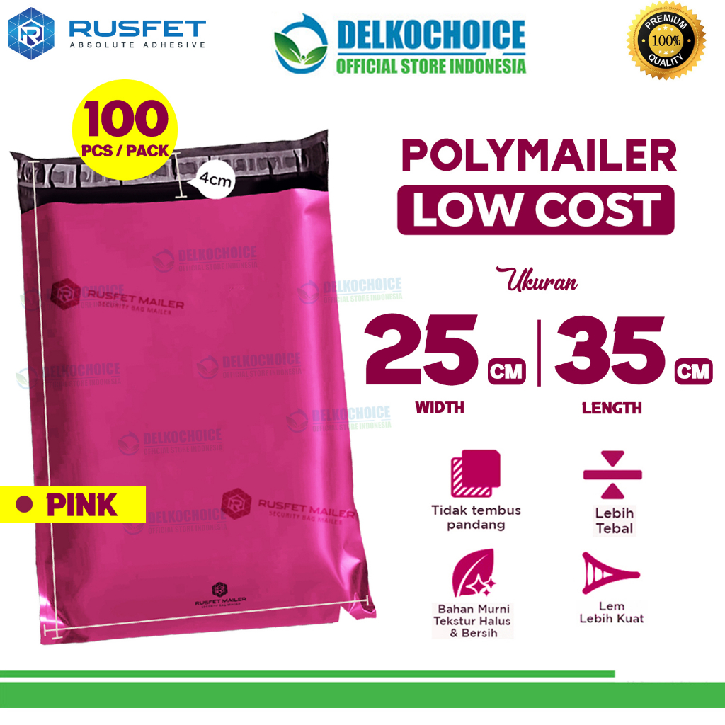 

Plastik Polymailer Pack LOW COST Amplop Polimailer PINK Rusfet 25x35cm