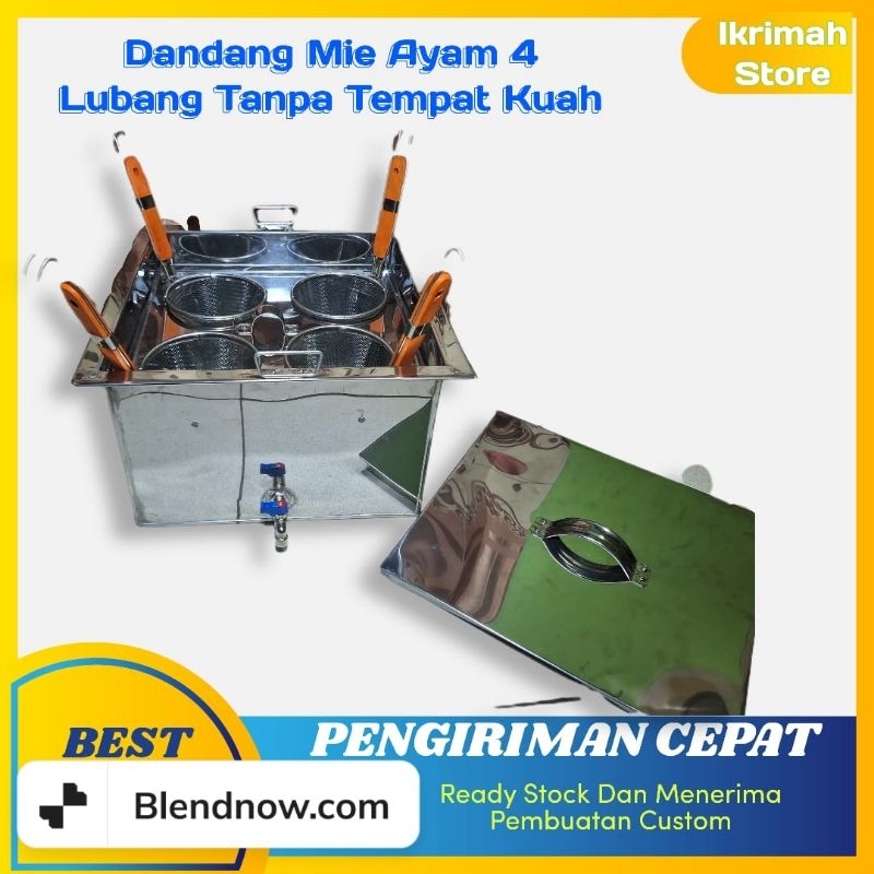 DANDANG MIE AYAM 4 LUBANG UK 35 / DANDANG MIE KOCOK / DANDANG KOTAK STAINLESS