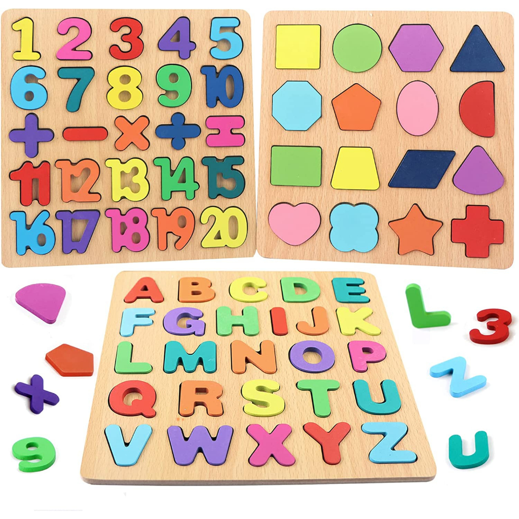 Puzzle ABC Murah Puzzle 123 Murah Puzzle Geometri Murah Wooden Puzzle Alphabet Puzzle Number Anak Puzzle Kayu Jigsaw Puzzle 3D Wooden Toys Mainan Kayu