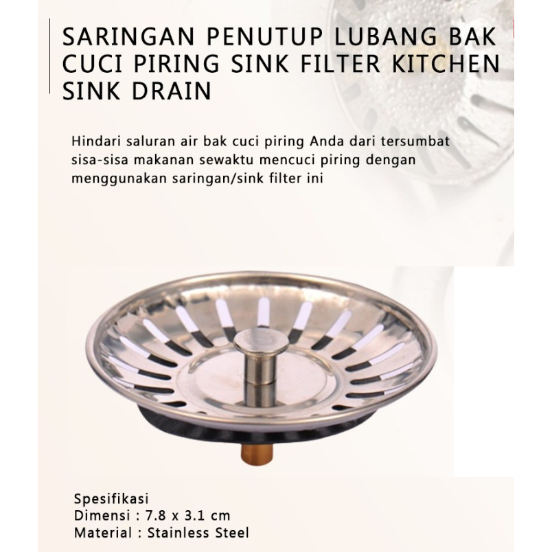 Saringan Penutup Lubang Wastafel Cuci Piring Kitchen Sink Strainer 905