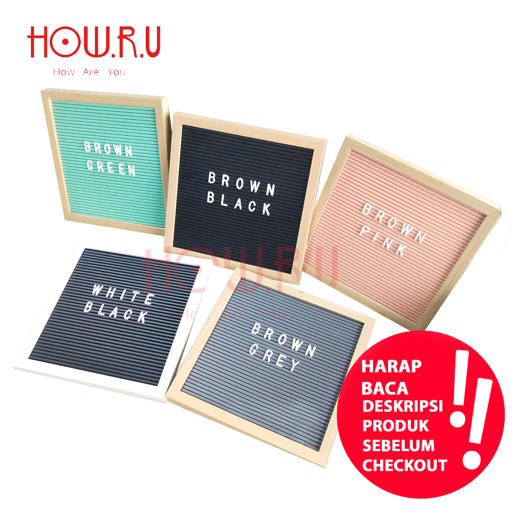 [DEFECT] HOW.R.U | Letter Board Persegi Sudah Include Huruf / Papan Nama Bayi / Papan Menu / Dekorasi Rumah Viral 25x25 cm