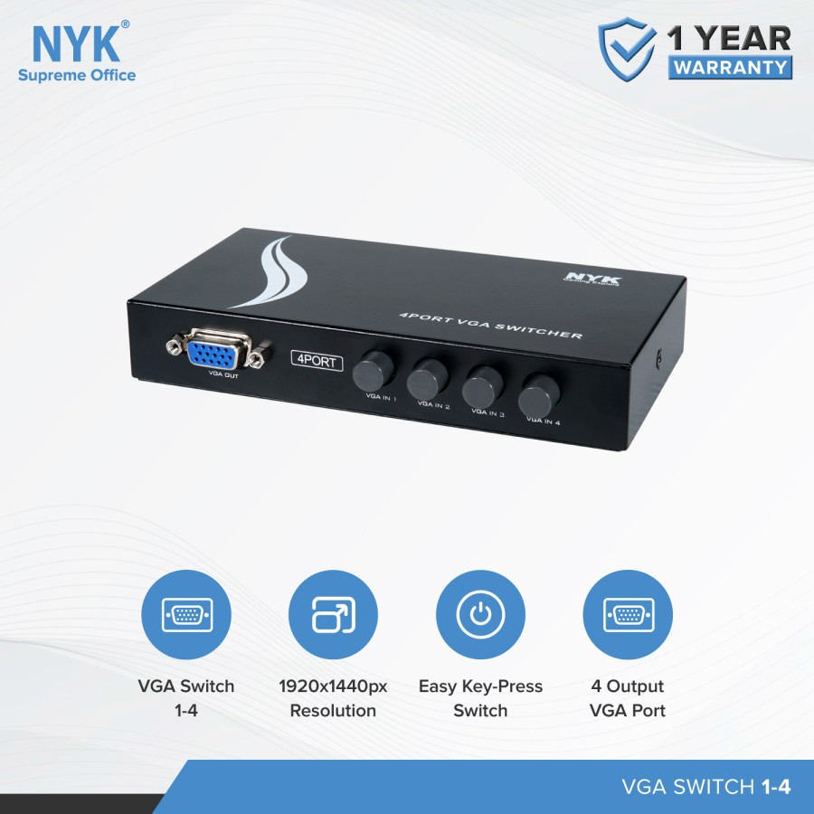 VGA Switch 4 Port NYK Splitter &amp; Switches