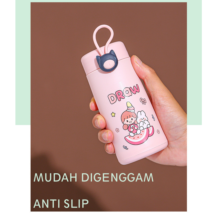 Botol Minum kaca Nice Day 300ML | Botol Thermos Mini | Botol Minum Kaca Lucu | BPA FREE