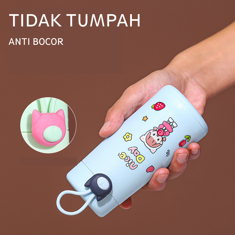 Botol Minum kaca Nice Day 300ML | Botol Thermos Mini | Botol Minum Kaca Lucu | BPA FREE