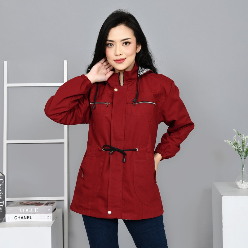 Jaket Parka Wanita Jumbo Bolak Balik Kanvas Premium