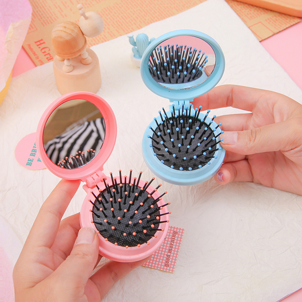 cermin dan sisir lucu Cermin kartun bulat kaca rias mini Souvenir Pernikahan