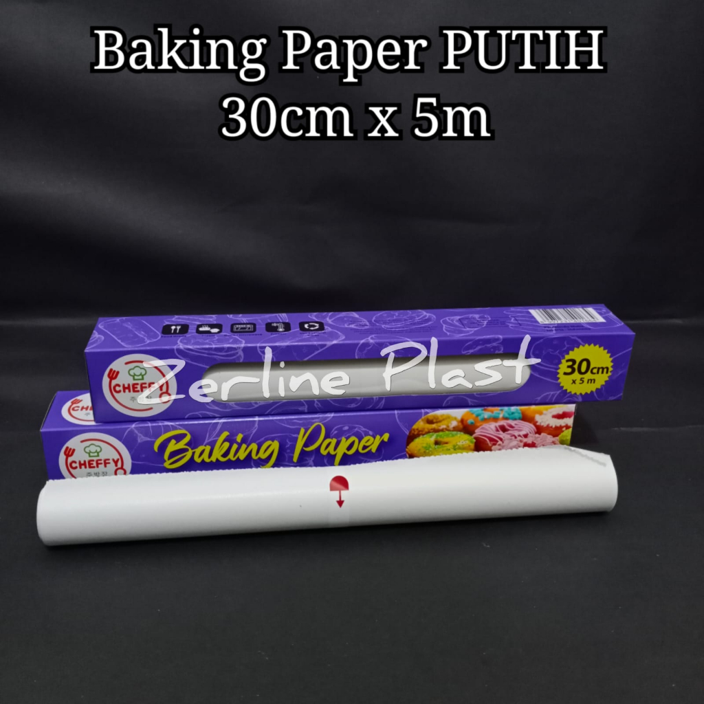 Baking Paper CHEFFY 30cm x 5meter PUTIH dan COKLAT - Kertas Roti Kue Minyak Alas Loyang