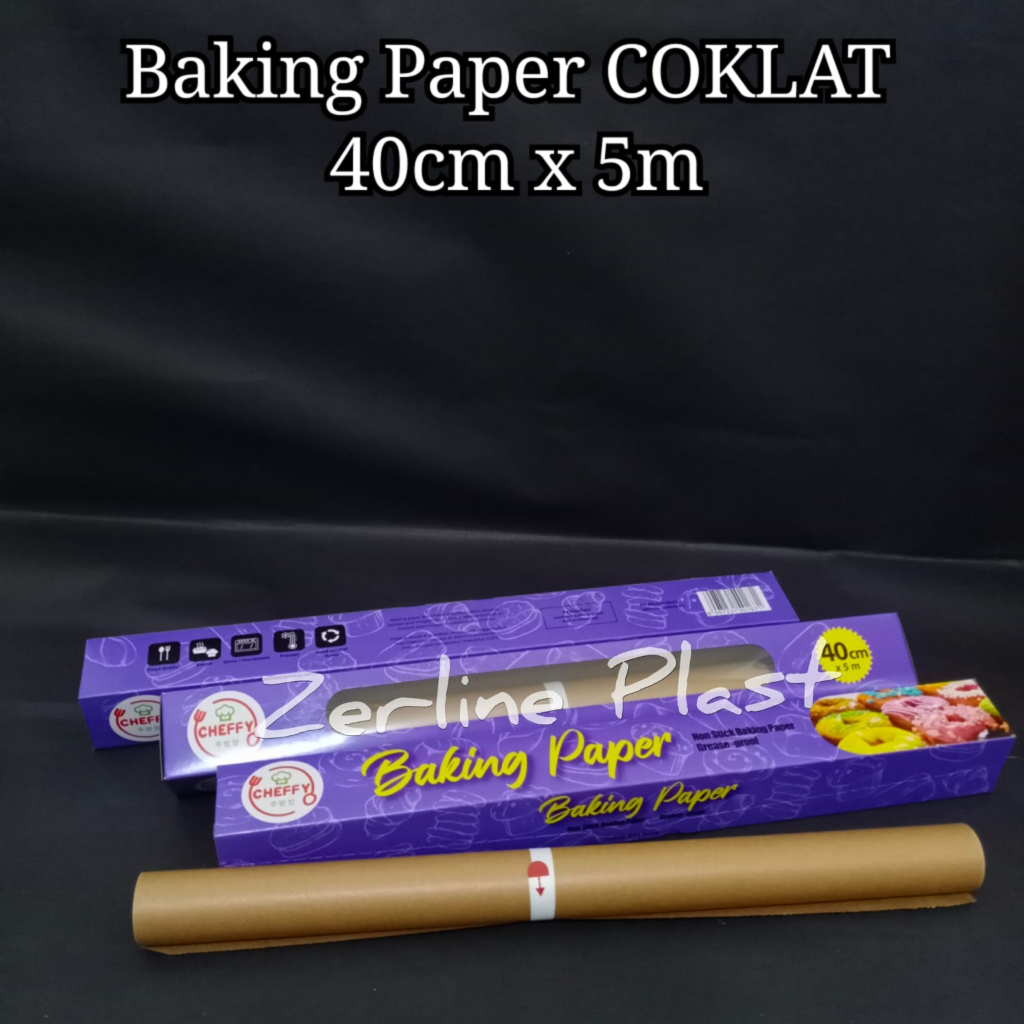 Baking Paper CHEFFY 40cm x 5meter PUTIH dan COKLAT - Kertas Roti Kue Minyak Alas Loyang