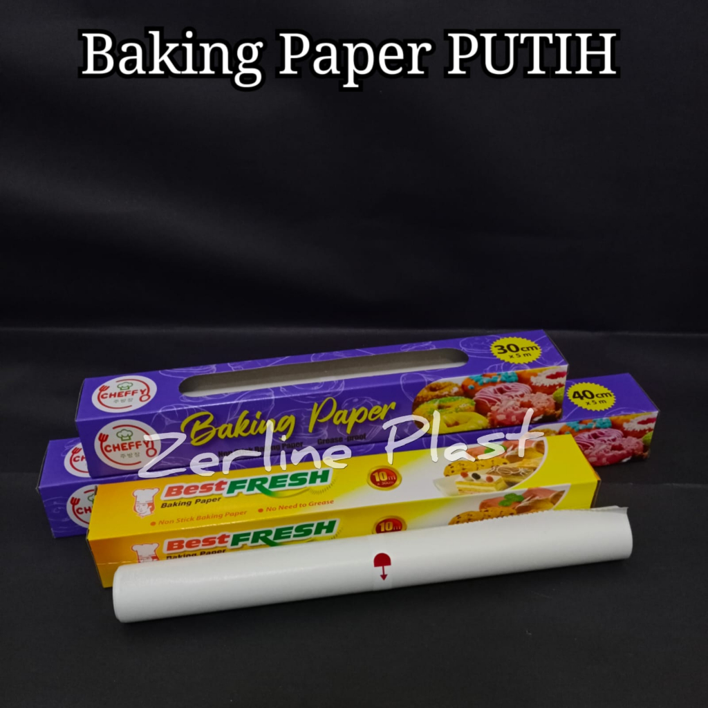 Baking Paper CHEFFY 40cm x 5meter PUTIH dan COKLAT - Kertas Roti Kue Minyak Alas Loyang