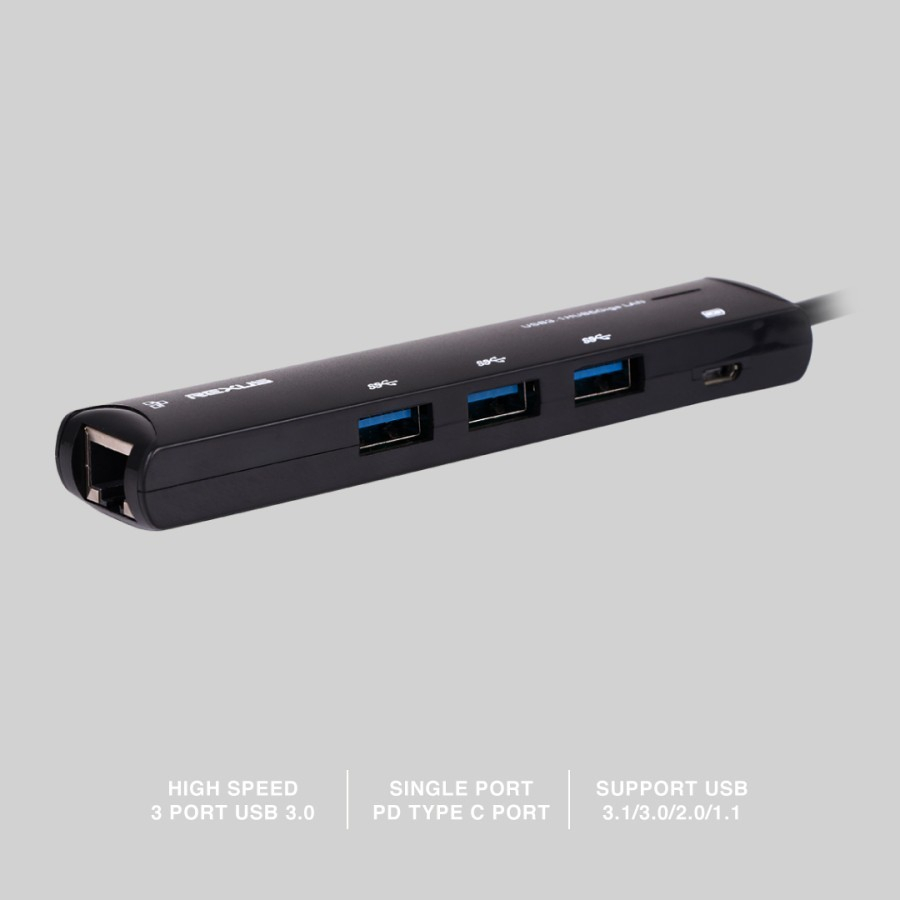 Rexus H345 USB HUB 3.1 4 Port LAN RJ45 GigaBiT With Converter Type C