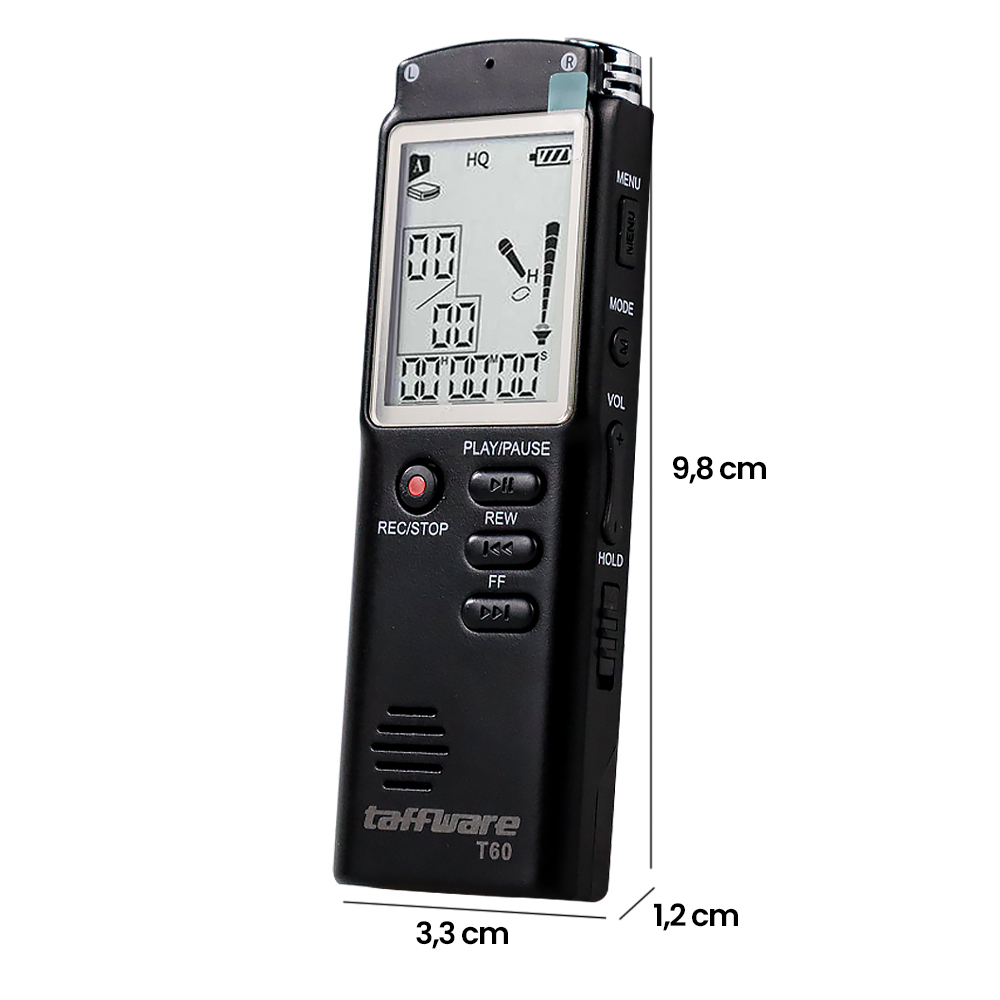 Taffware Perekam Suara Digital Voice Recorder 8GB - T60 - Black