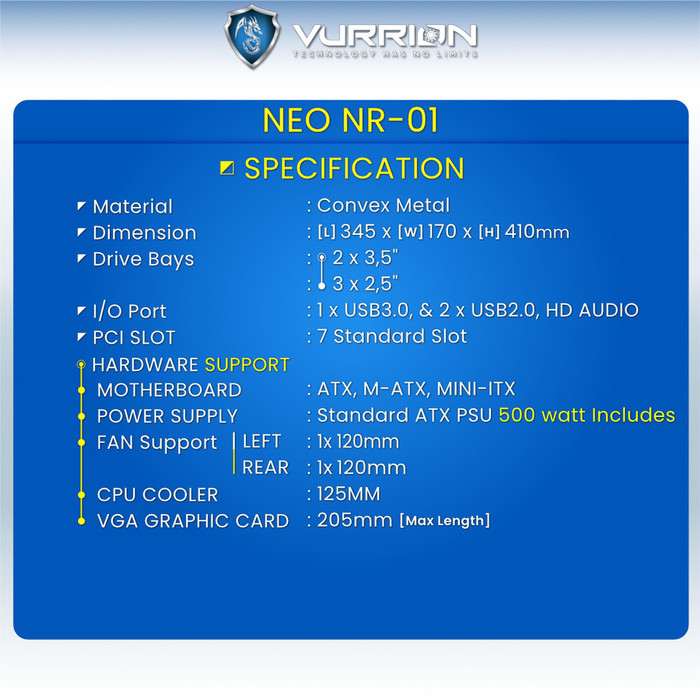 Casing PC Vurrion Neo NR-01 - Casing Neo NR 01 ATX PC Case 3.0