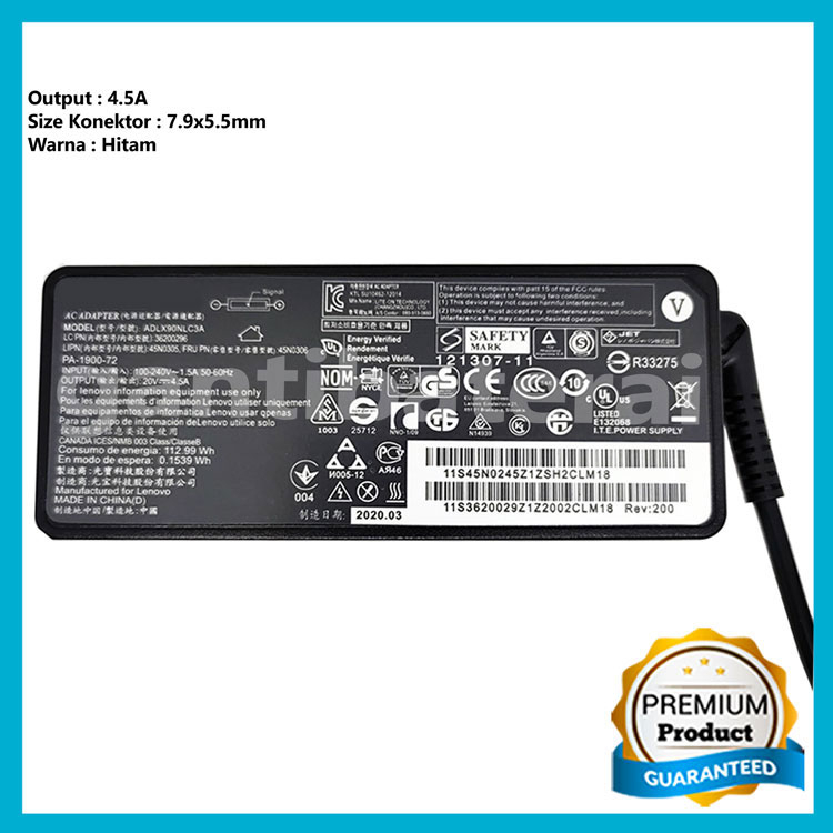 Charger Adaptor Laptop Le 20V 4.5A 90W