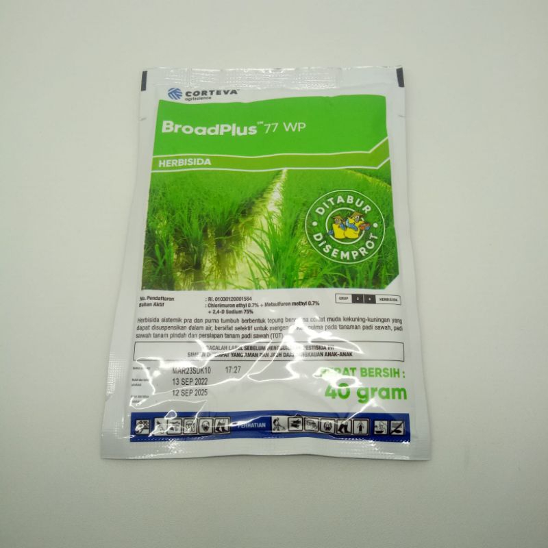 BroadPlus 77 wp. Herbisida Pembasmi Rumput pada tanaman padi 100 gr.