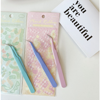 

tweezer pinset penjepit lengkung sticker scrapbook tools pastel - mimimoist