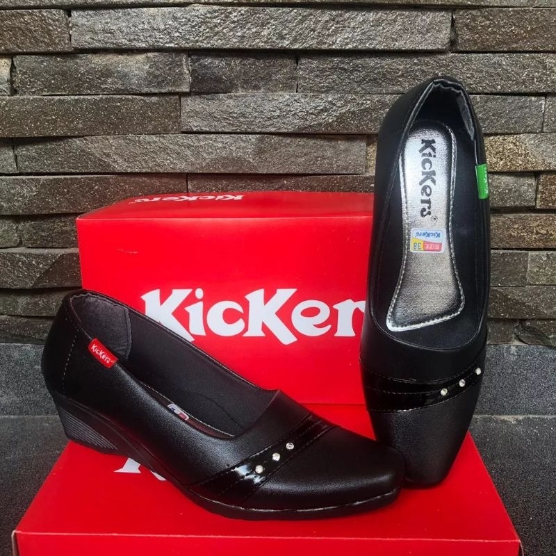 PROMO DISKON TERLARIS Sepatu Pantofel Wanita Hak 3 Cm Hitam Sekolah Paskibra Kantor COD