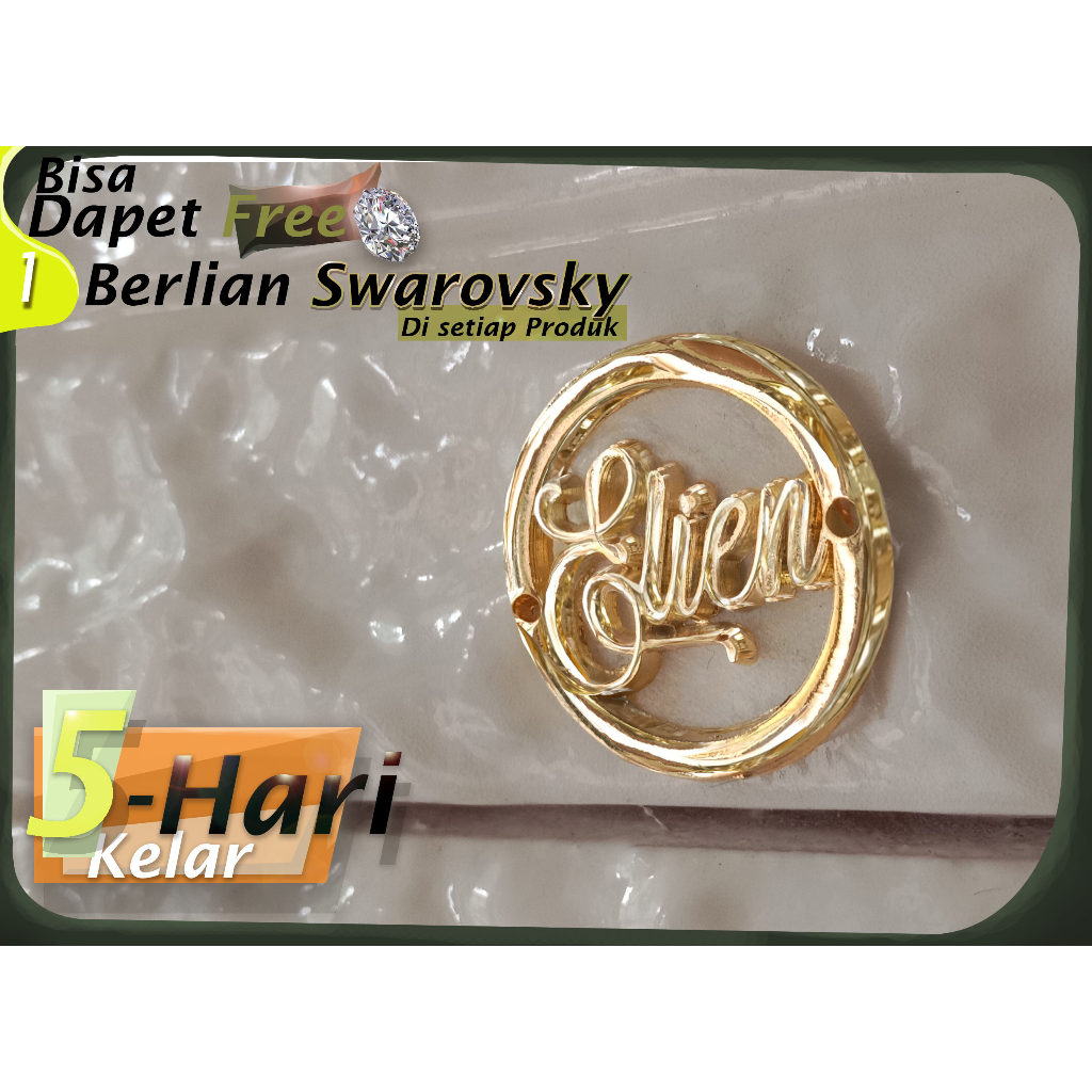 Labelplat hijab custom desain sendiri harga murah plat nama logo dan brand custom produk kerudung sc