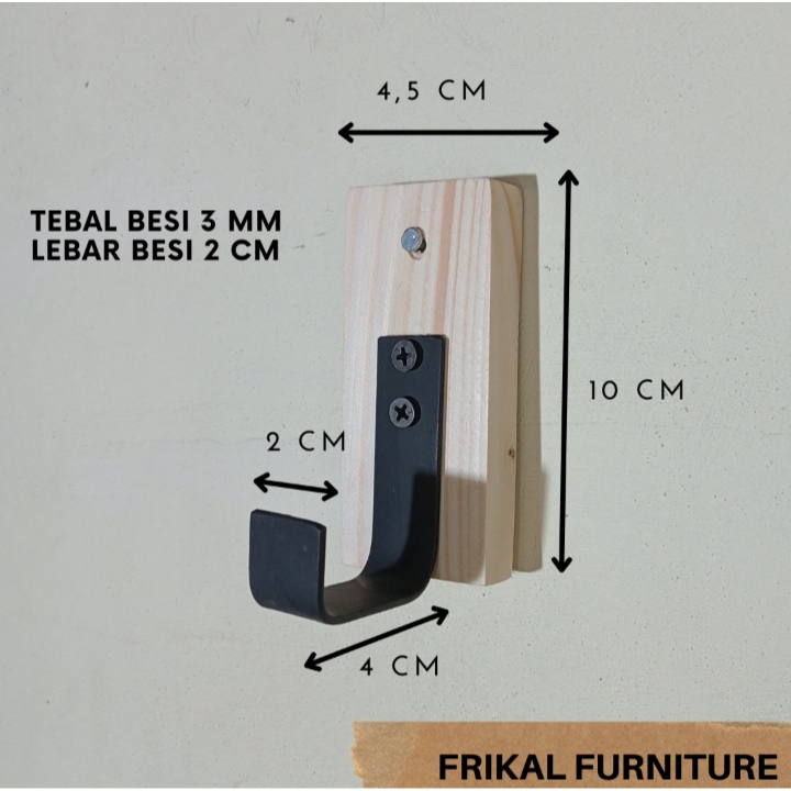 Gantungan serbaguna cantolan kapstok hook minimalis bahan kayu jati belanda dan besi