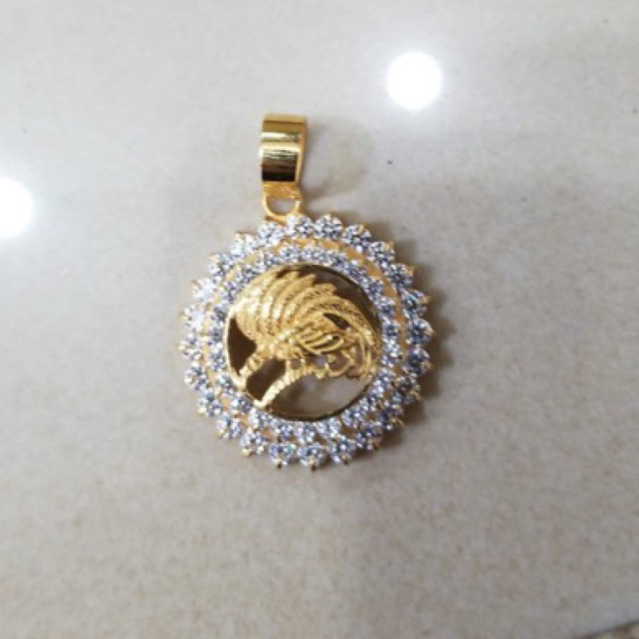 liontin emas asli kadar 875 cendrawasih bulat