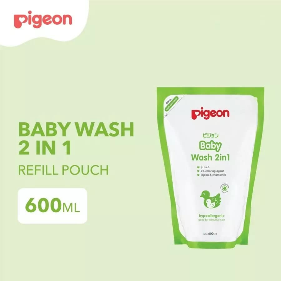 Pigeon Baby Wash 2in1 Hair &amp; Body Refill 600ml | Sabun Mandi Bayi