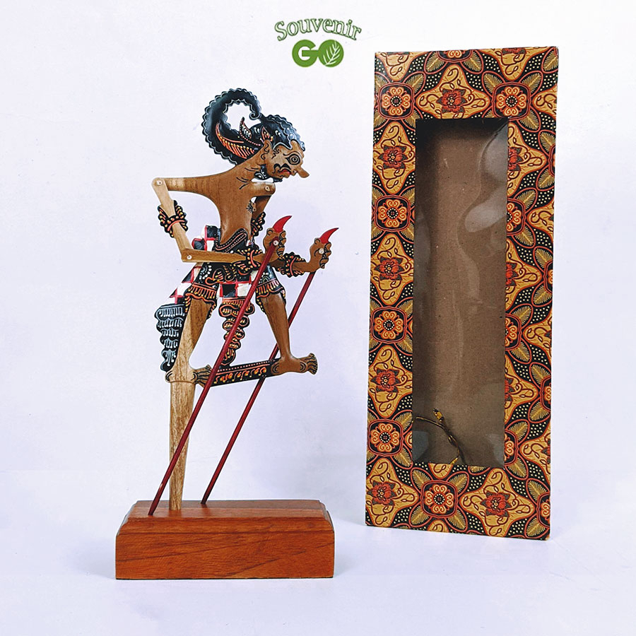 Souvenir plakat  Wayang Klitik Werkudara Kayu dan box batik