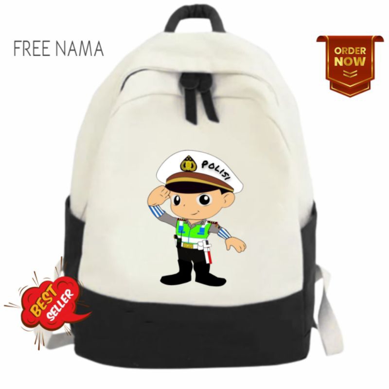 Tas Ransel Anak Karakter POLISI, Tas Ransel Anak Sekolah TK-SD