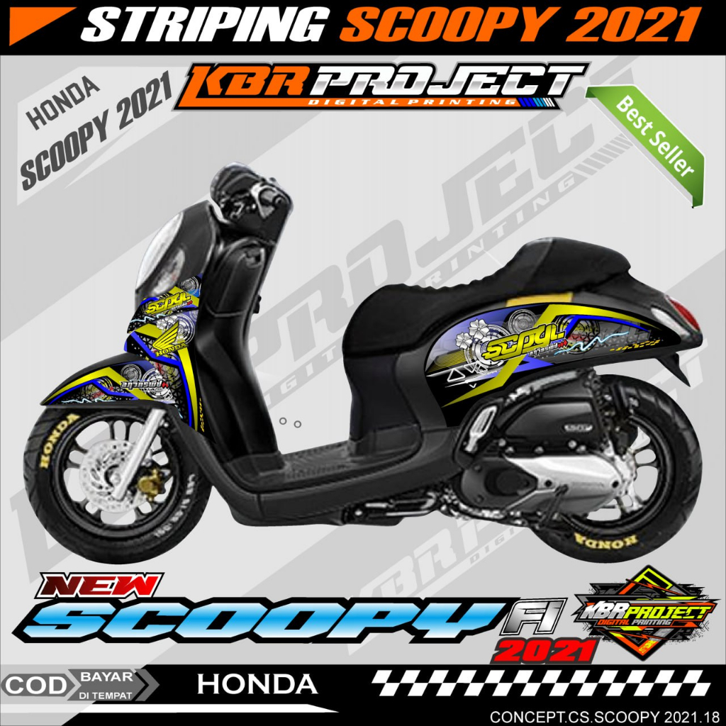 SCOOPY FI 2021 STIKER STRIPING PREMIUM MOTOR KEREN LIS VARIASI SCOOPY FI 2021 STIKER MOTOR HONDA DES