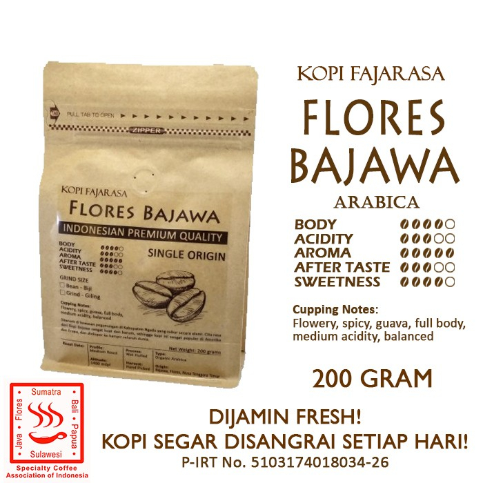 

Kopi Fajarasa Flores Bajawa Biji Kopi Arabica 200 gram