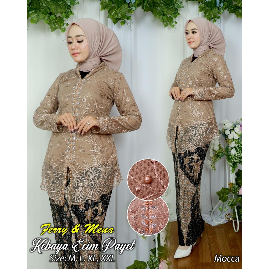 Tunik kebaya tille encim payet | Kebaya modern | Kebaya pesta | Baju outfit pesta pernikahan tunangan modis dan cantik