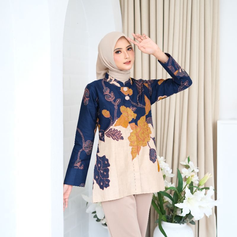 ATASAN BATIK WANITA MODERN BAJU BATIK KANTOR WANITA BATIK NEW BLUS SERAGAMAN