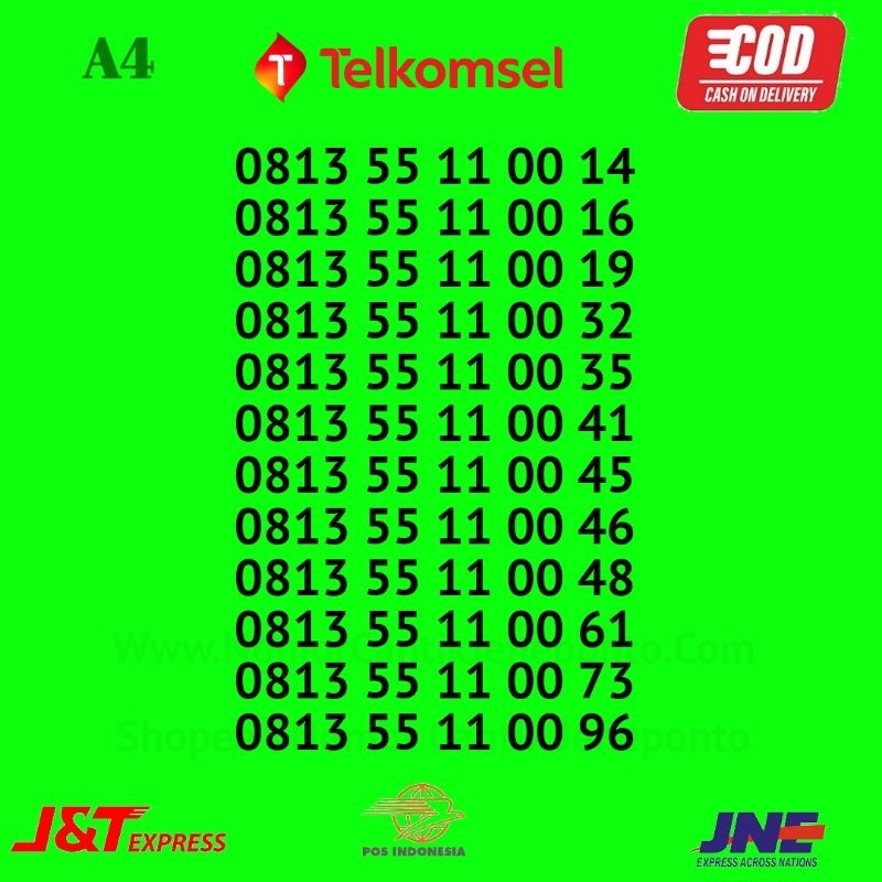 Kartu Perdana Nomor Cantik Telkomsel Seri 55 11 00 Sakti Combo