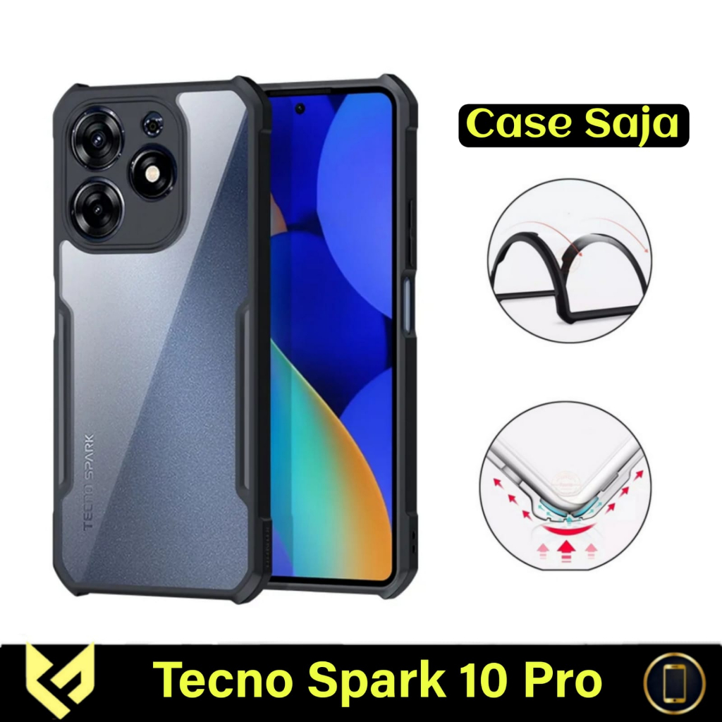 PROMO Paket 3IN1 Case Fusion For TECNO SPARK 10 PRO Case Fusion Shockpoof Free Tempered Glass Camera &amp; Garskin - FIDS STOR