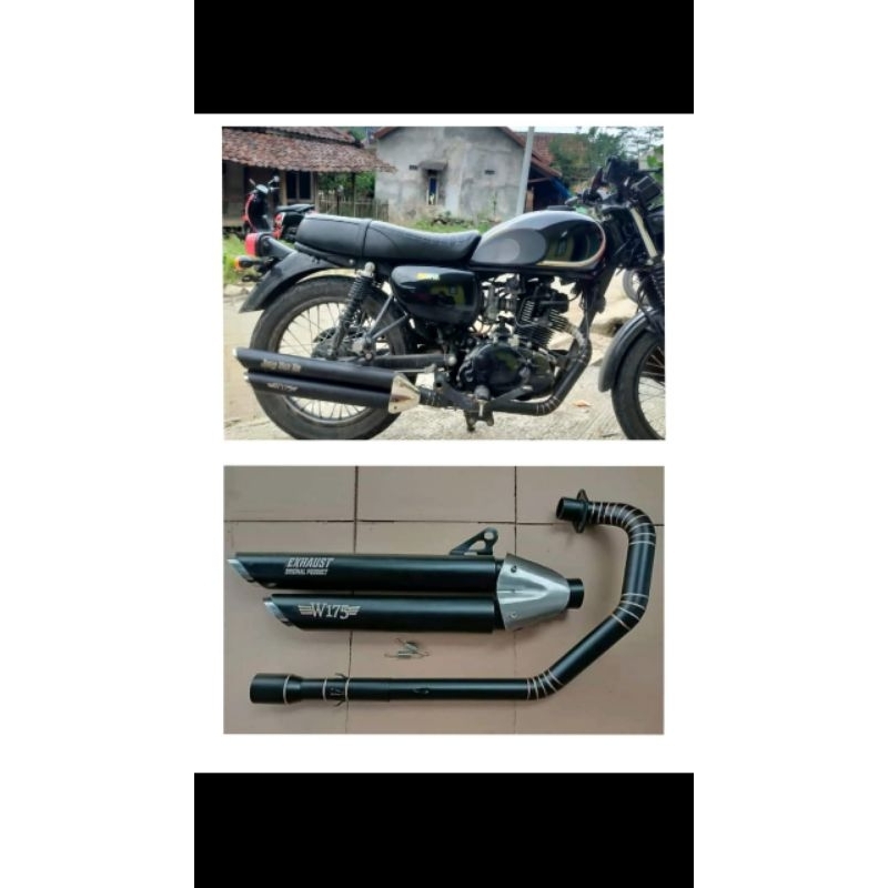 Knalpot costum kawasaki W175 silincer double vanes header/leher full doff