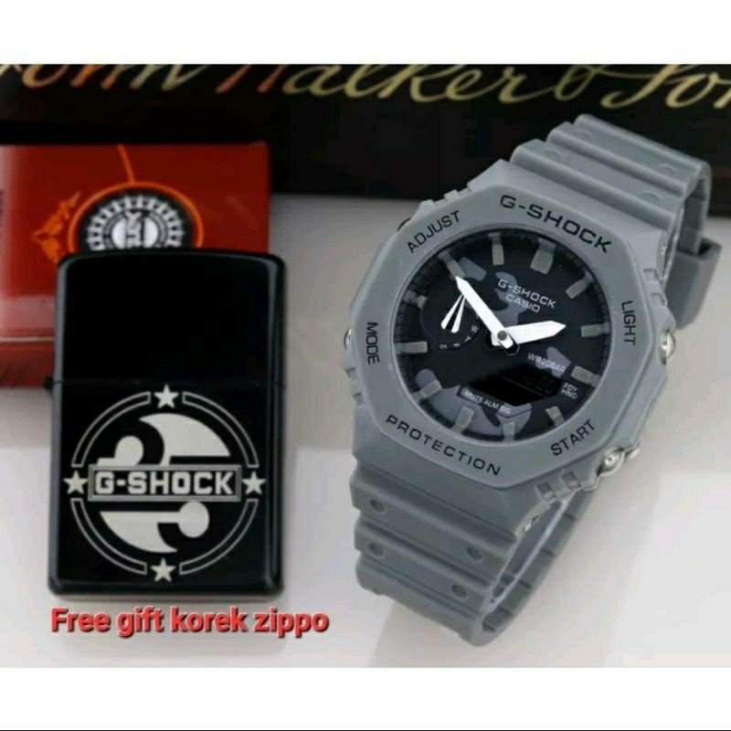 Free Korek Zippo!!! Jam Tangan GA2100 Casio Gshock Pria Terlaris Water Resistance Kasual Outdoor