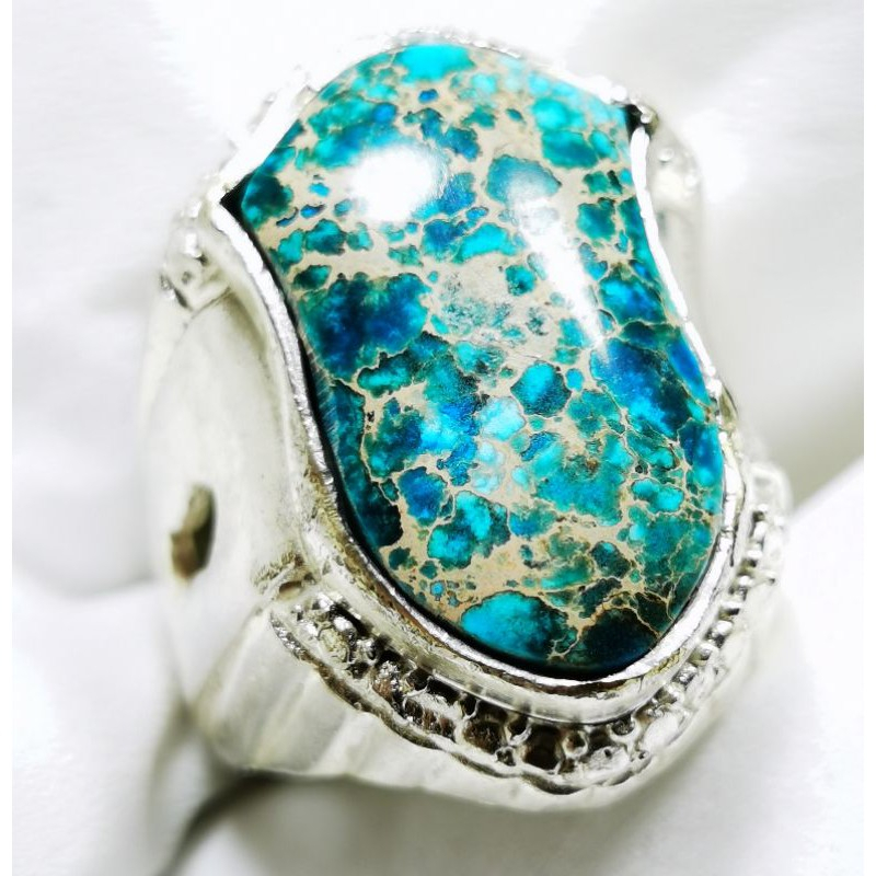 Batu natural pirus biru motif terompah baru