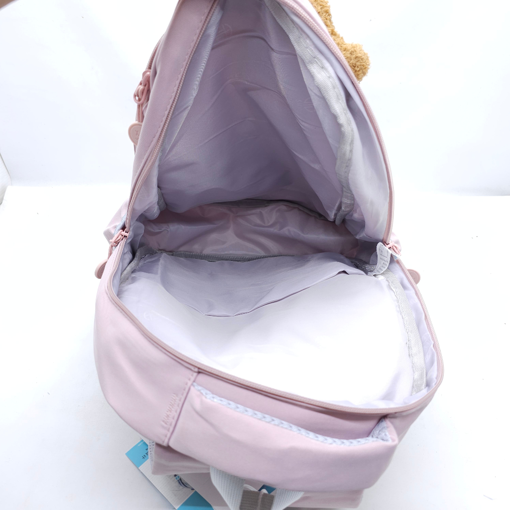 TAS KOREA GESPER + BONEKA BERUANG 17 INCHI MURAH LUCU / STYLISH KOREA BAGPACK MOTIF KOTAK&quot; + BONEKA / TAS KOREA IMPORT + BERUANG LUCU 17 INCH COLORFULL / RANSEL KOREA IMPORT ANTI AIR MURAH BARU / STYLISH TAS KOREA LUCU + BONEKA / TAS SEKOLAH KOREA IMPORT