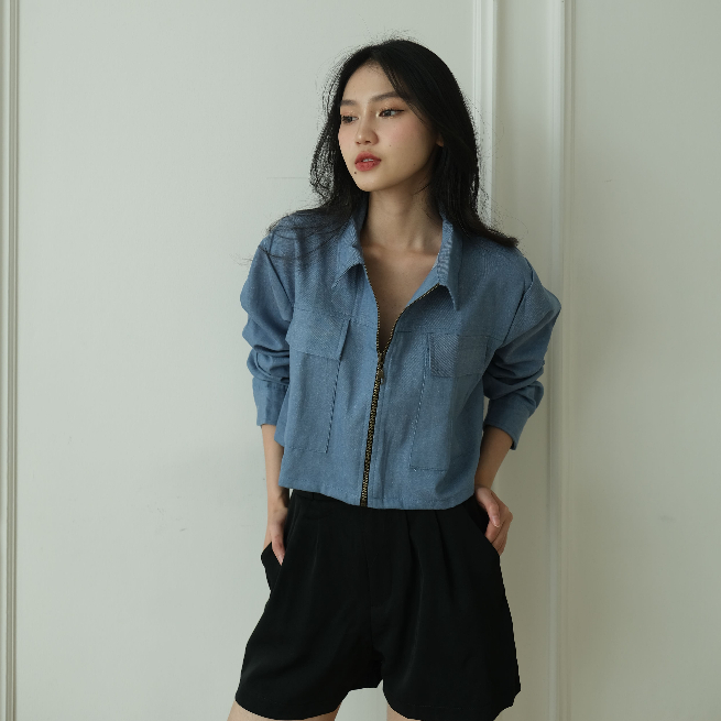 Posh Soft Denim Jacket - Jacket Long Sleeve Denim - Denim Korean Top