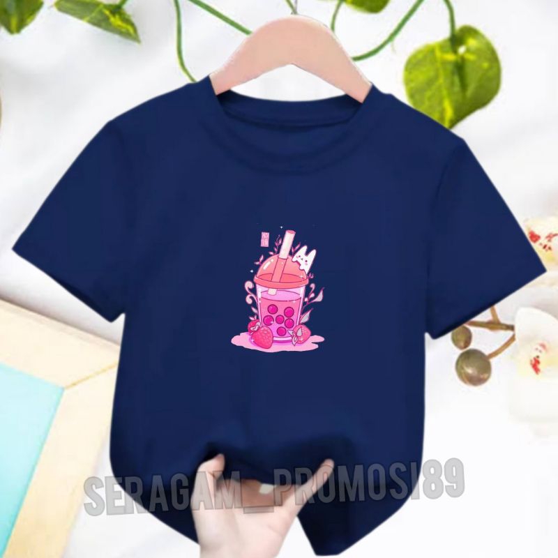 Atasan Baju Kaos Anak Perempuan Motif BOBA 2-10 Tahun / Kaos Pendek Katun Anak Perempuan / Kaos Anak Lucu / Kaos Anak Bahan Adem