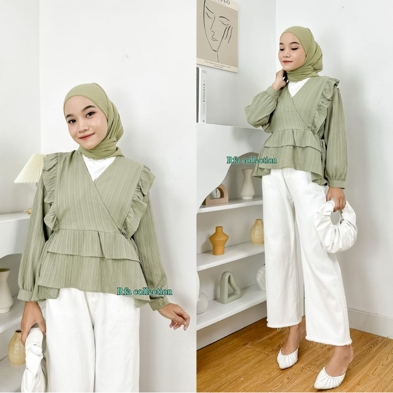 ATASAN KEMEJA WANITA THALIA BLOUSE TERBARU BAHAN BABY CRUSH PREMIUM SOFT