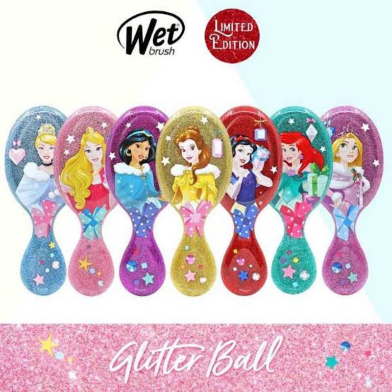 100% ORIGINAL THE WET BRUSH GLITTER BALL DISNEY PRINCESS SISIR RAMBUT