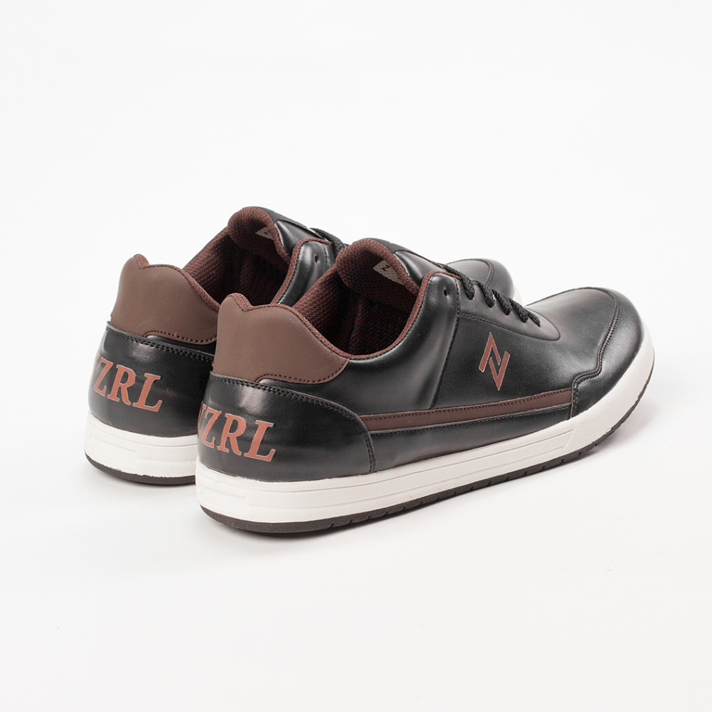 Sepatu Sneakers Casual Shoes Pria Hangout Travelling Jalan Kuliah Kerja Original Naz Leonardo Black Brown