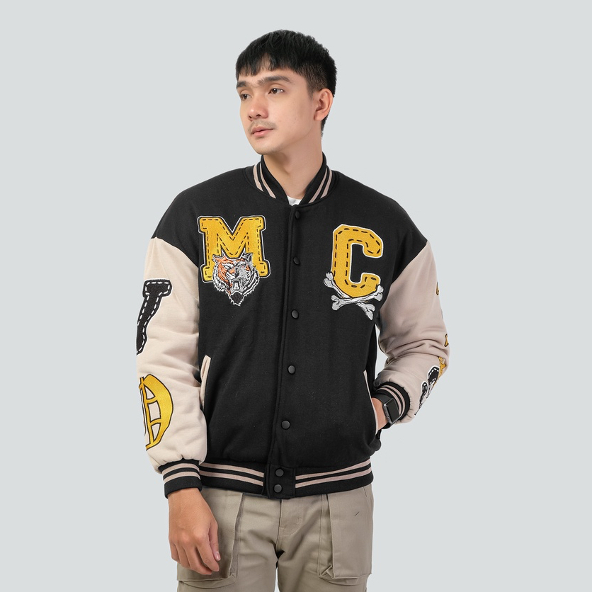 Jaket Varsity Tiger Black Full Bordir Premium Distro